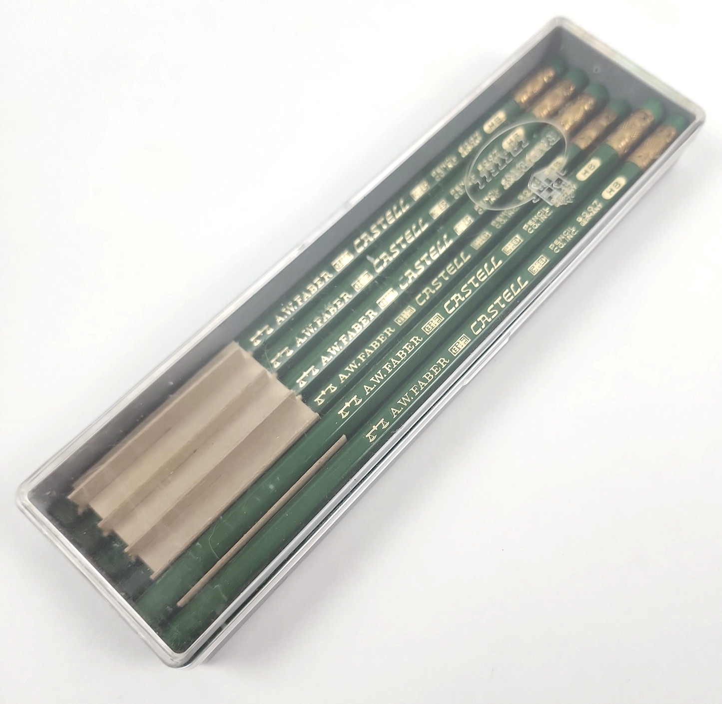 Vintage Faber-Castell 9007 HB Pencils Germany Green Bleistifte Pack of 8 Case