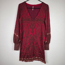 Free People Long Sleeve Small Damask Brocade Dress