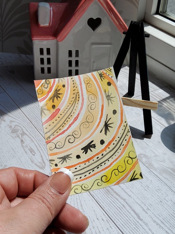 ACEO Original art cards Watercolor Yellow abstract Handmade *Brittsartandmore