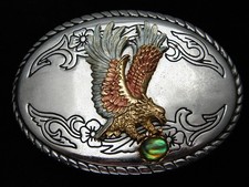 QE09113 VINTAGE 1970  AMERICAN BALD EAGLE  COMMEMORATIVE PEWTER BELT BUCKLE