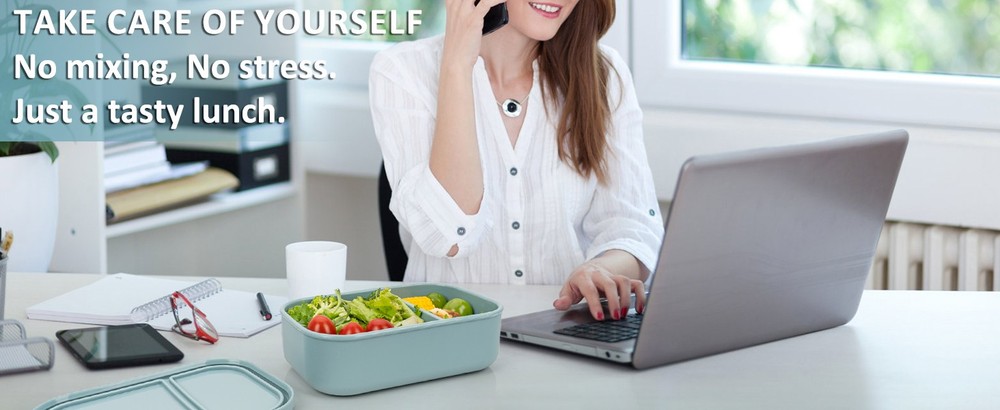 Silicone Bento Box Adult partments,Reble Divided Lunch Box Meal