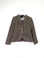 Joules Willa Jacket Size 12 Brown Herringbone Tweed Blazer Hacking Country