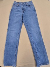 Levis Wedge Straight Jeans Womens 26 Blue High Rise Button Fly Denim 26x28