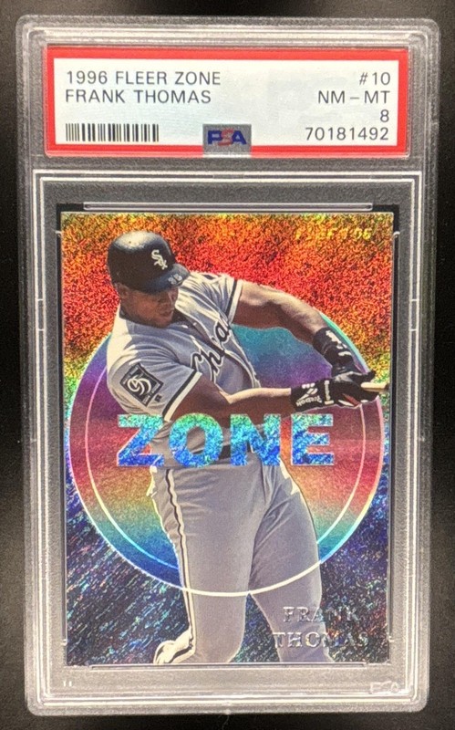 1996 Fleer Baseball #10 Frank Thomas Zone Insert White Sox PSA 8 NM - MINT