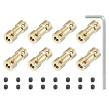 8 Pcs Brass Shaft Coupling Joint 4mm to 4mm Motor Shaft Coupler with Screws