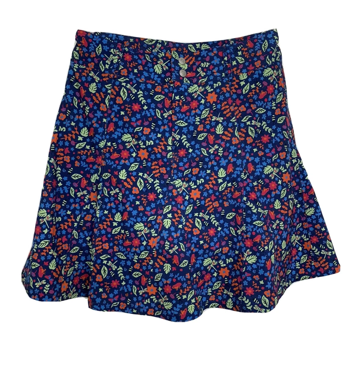 Sahalie Floral Frogs Lady Bugs Bees Print Skort Athletic Pickle