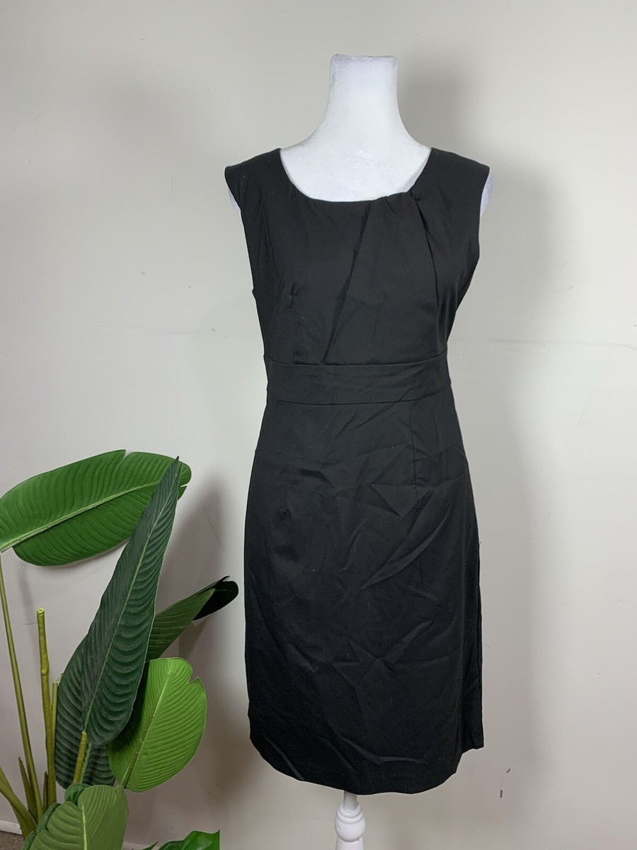 black sleeveless sheath dress Misook Split Neck Mixed Media Mini Dress - Black