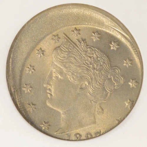 1897 5c Liberty Nickel Struck 15% Off-Center NGC MS63