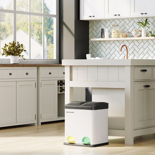 Mülleimer Abfalleimer Papierkorb Mülltrenner Recycling Treteimer Küche SONGMICS - Bild 15 von 40