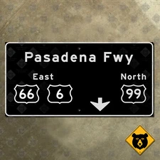 California Pasadena Freeway highway road sign Los Angeles 1958 Route 66 99 24x12