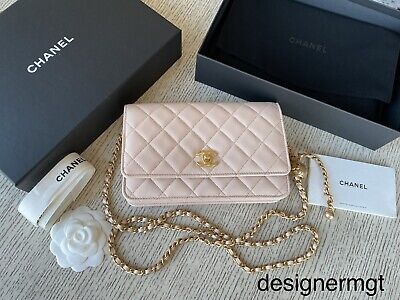 CHANEL 22C PEARL CRUSH WALLET ON CHAIN
