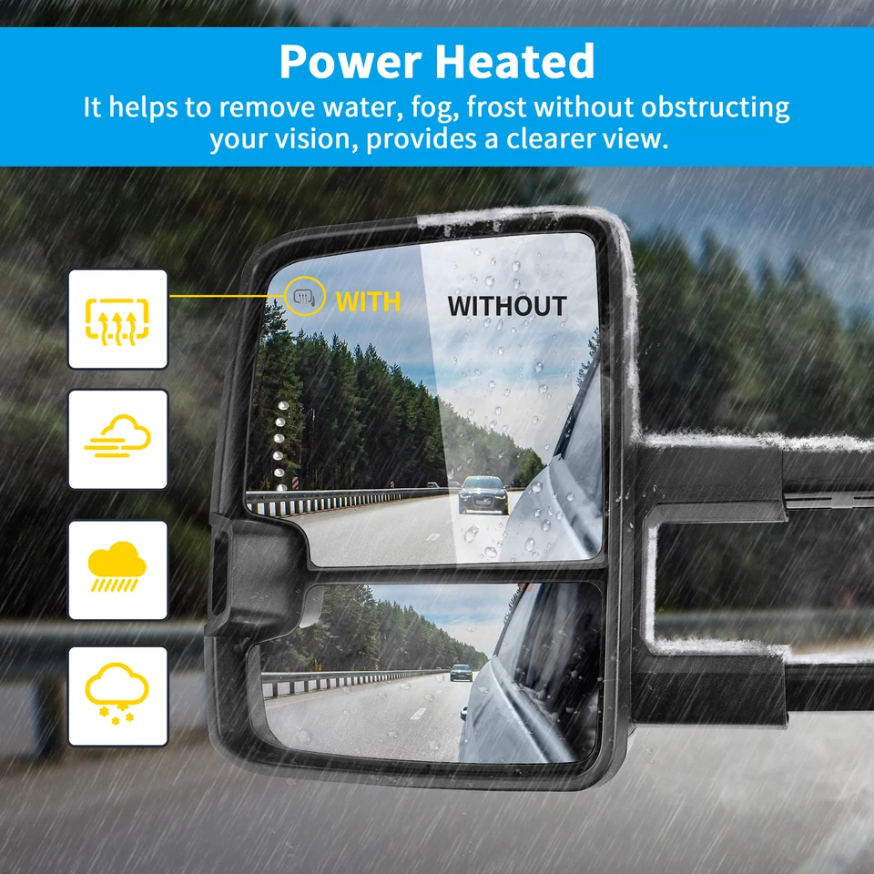 Power Heated Tow Mirrors for 2007-2013 Chevy Silverado Sierra 1500 2500HD 3500HD - Image 3 of 4