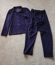 Vintage Women's 14 purple pant suit jacket velour suede feel 1990s R K Leisure