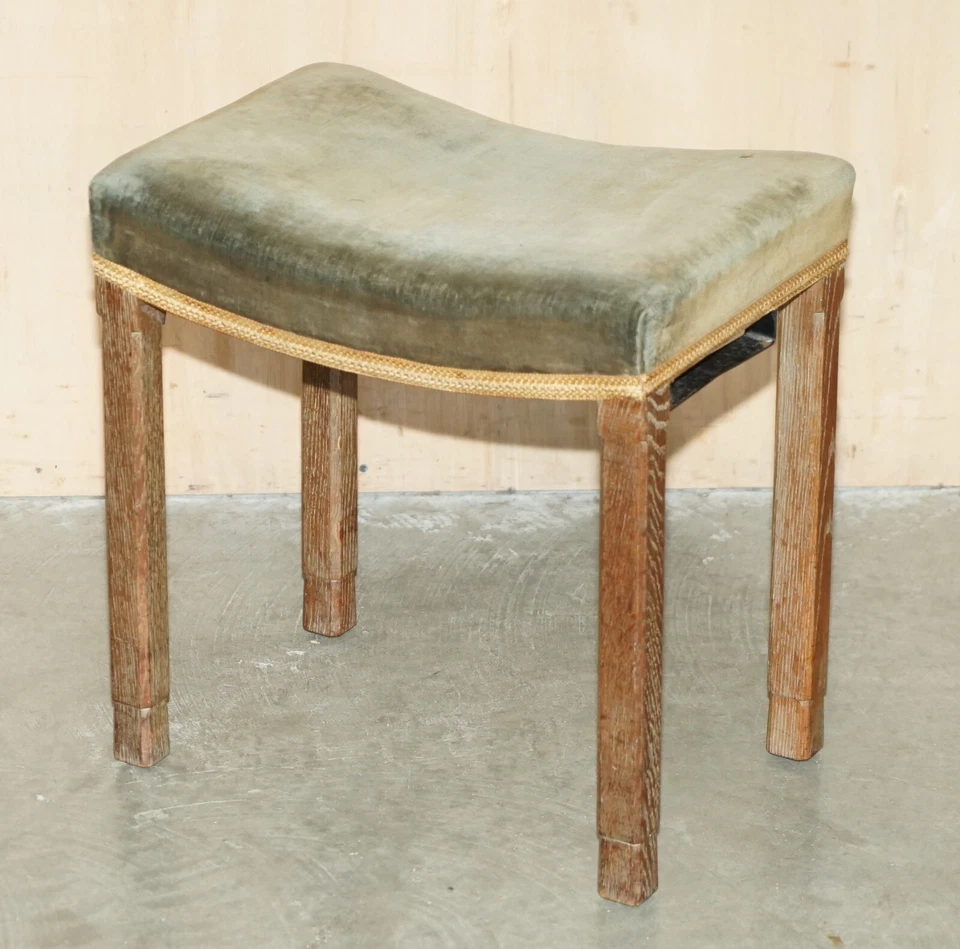 Original King George VI Coronation Stool 1937 Limed Oak By Waring & Gillow - Image 2 of 4