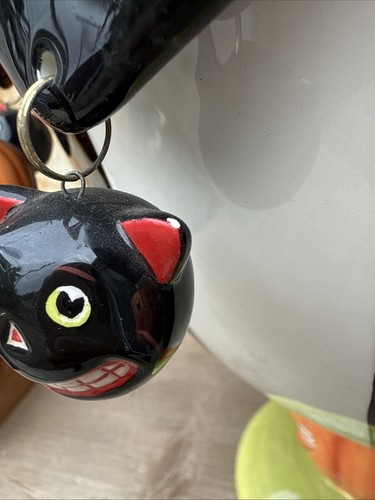 Ponche DEPT 56 Glitterville HALLOWEEN naranja calabazas y gatos negros asustados - Imagen 6 de 19