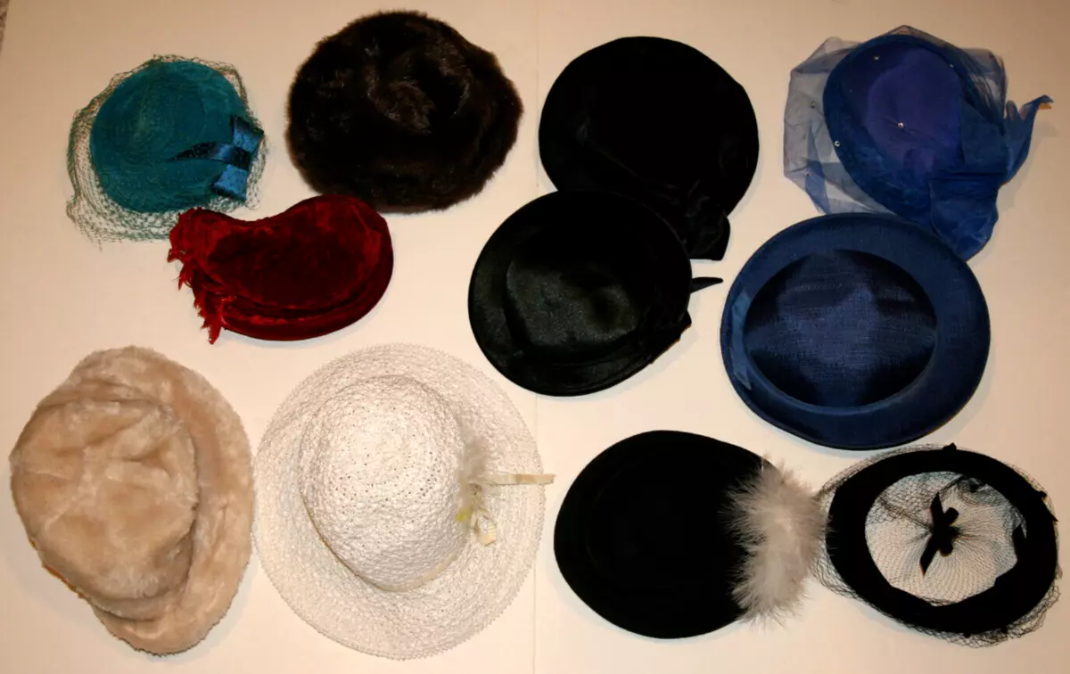 VINTAGE LOT OF 11 WOMEN'S HATS… A Group Of Vintage Hats from 1940s and  Later