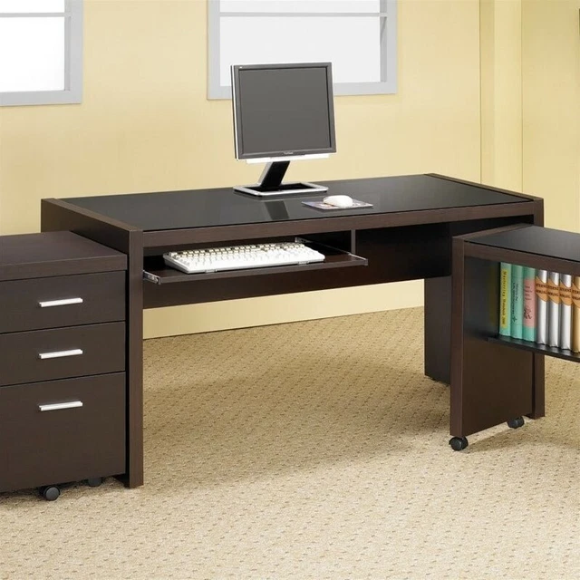 Wood Veneer Computer Desk Home Office Desks With Drawers