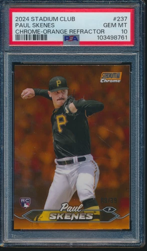 PSA 10 PAUL SKENES 2024 TOPPS STADIUM CLUB CHROME ORANGE REFRACTOR/25 RC GM MINT