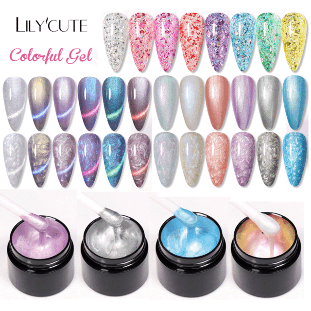 LILYCUTE 7ML Sequins Gel Nail Polish UV LED Magnetic Thread Gel Varnish Soak Off LILYCUTE 7ML Sequins Gel Nail Polish UV LED Magnetic Thread Gel Varnish Soak Off