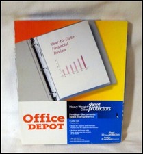 Lot of 39 New Office Depot Clear Heavy Weight Sheet Protectors 3 Hole A2700