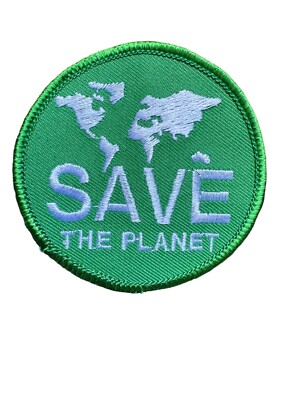 SAVE THE PLANET gestickter Aufnäher GREEN ENVIRONMENTAL EARTH