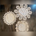 Lot Of 3 Vintage Doilies Lace Crocheted Beige White