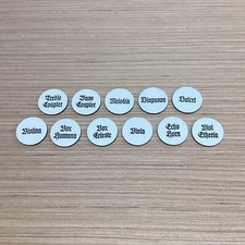 11 New A.B. Chase Pump/Reed Organ Stop Faces, 31/32 , White w/Black Lettering