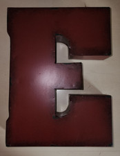   Rustic Metal Letter  E  Hanging Sitting Home Decor 11 X 8 X 2 in Red  