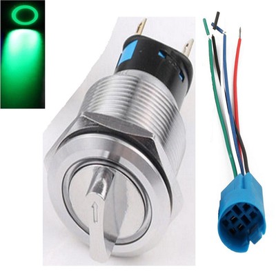19mm LED Lighted Selector Rotary Switch Latching 3 Positions 2NO 2NC 12 24V
