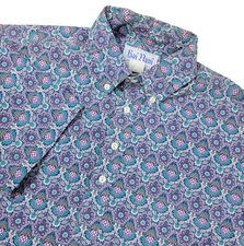 Kai Nani Mens Medium Multicolor Floral Pineapple Hawaiian Button Down Polo USA