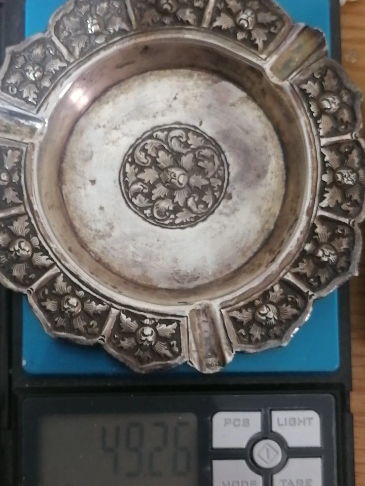 WOW Antigua Bandeja de Ceniza Floral Plata 800 116mm Coleccionable Lujo Raro Ideas de Regalo Foto 3 de 4
