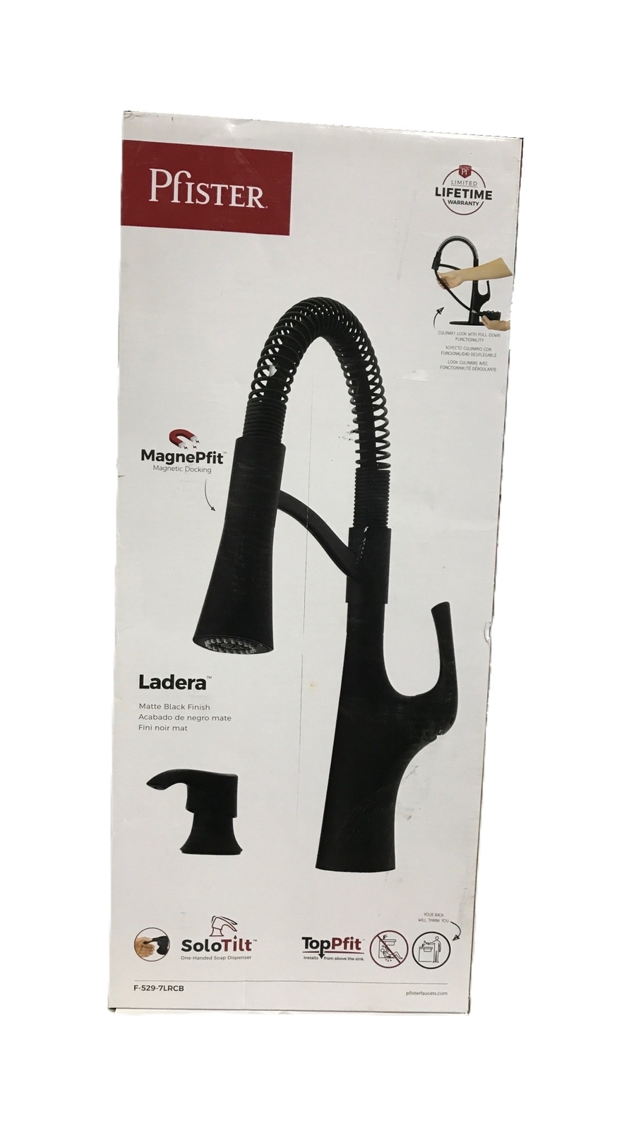 Pfister Ladera Culinary 1-Handle Pull Down Sprayer Kitchen Faucet in Matte Black