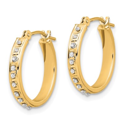 Diamond Fascination 10k Gold Hoop Earrings 14k White Gold Diamond