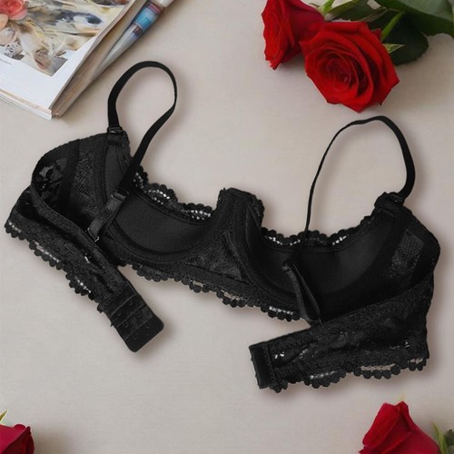 UK Women's Lace Underwire Push Up Shelf Bra 1/2 Cup Hollow Out Unlined Bra Tops - Picture 15 of 26