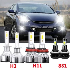 For Hyundai Elantra 2012 2013 6x LED Headlight High Low Beam Fog Light Bulbs