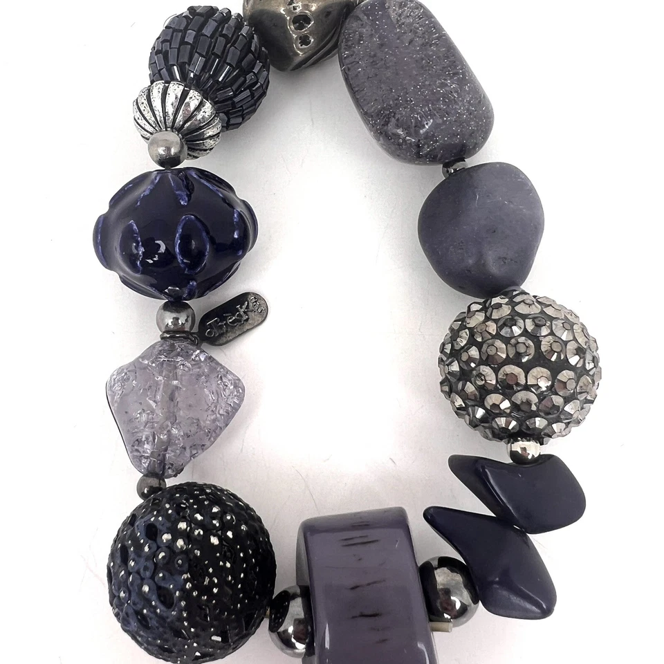 Pulsera elástica de colección púrpura lavanda con cuentas de vidrio 9" bohemia Otreska gruesa Foto 4 de 4