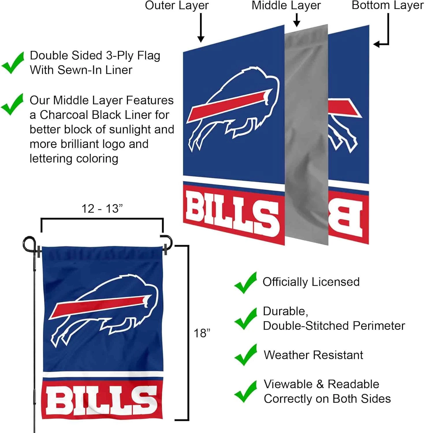 Buffalo Bills Double Sided Garden Flag