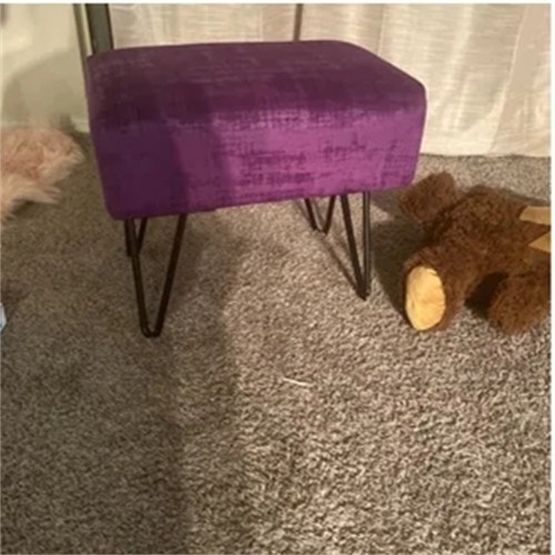 Plush Textured Velvet Ottoman Footstool Metal Legs Accent for Modern Living Room - Picture 210 of 244