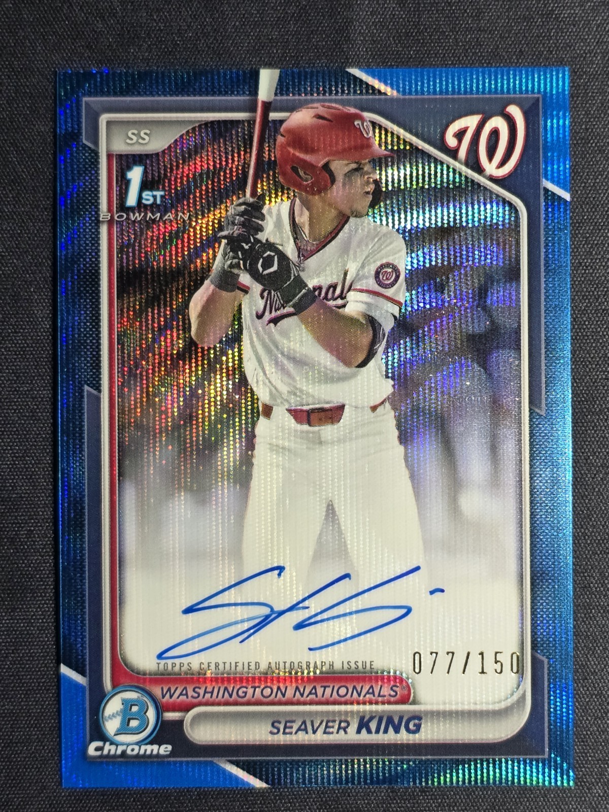 2024 BOWMAN DRAFT CHROME PROSPECT AUTOGRAPHS CPASK SEAVER KING BLUE WAVE 77/150