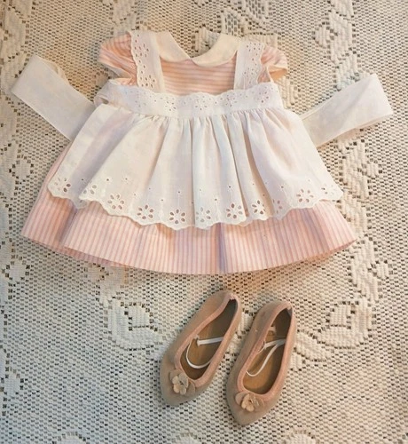 Mattel 1960’s Chatty Cathy Pink Peppermint Dress Outfit With Shoes