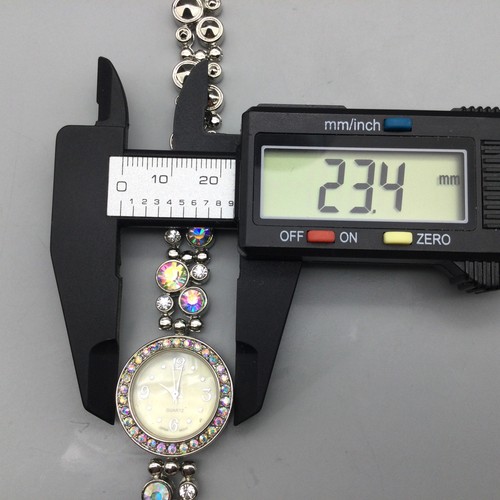 Accutime Womens Watch Silver Tone Crystals Bracelet 23mm MOP New Battery 6.75" - Picture 13 of 15