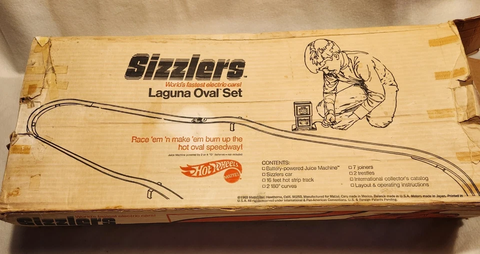 Juego ovalado Hot Wheels Sizzlers Laguna de colección + Power Pit 1969 Mattel + 7 autos Foto 3 de 4