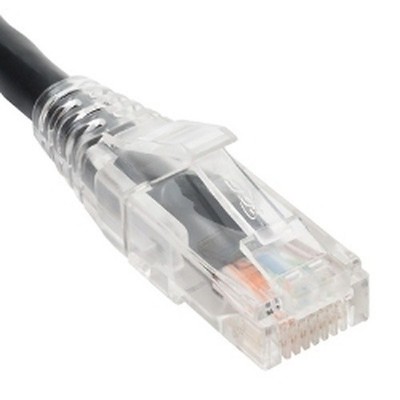 ICC PATCH CORD CAT5e CLEAR BOOT 5' BLACK ICPCSP05BK UPC 633758095075