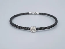 Charriol 18k White Gold Black Cable Noir Diamond Bracelet 6.5" BS3144