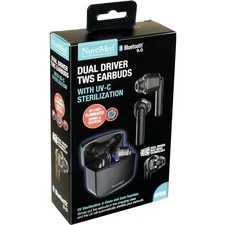 Nuvomed Dual Driver TWS Earbuds with UV-C Sterilization and Bluetooth 5.0, NEW