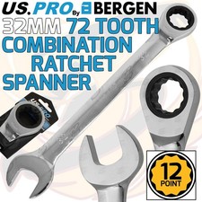 Image of US PRO 32mm Ratchet Spanner 72 Tooth Ratchet Combi Spanner Open & Ring End Wrenc