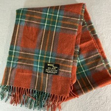 Vintage Wool Touch Scarf 100 Acrylic Plaid Made in Korea 68  x 24  