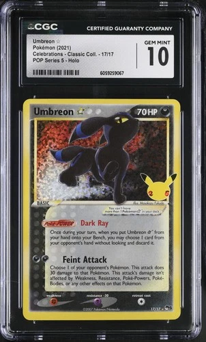 Umbreon Gold Star 17/17 Celebrations Classic Holo Pokemon CGC 10 Gem Mint *067