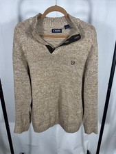 Chaps Men's Medium Beige Knit Pullover Sweater with Elbow Patches