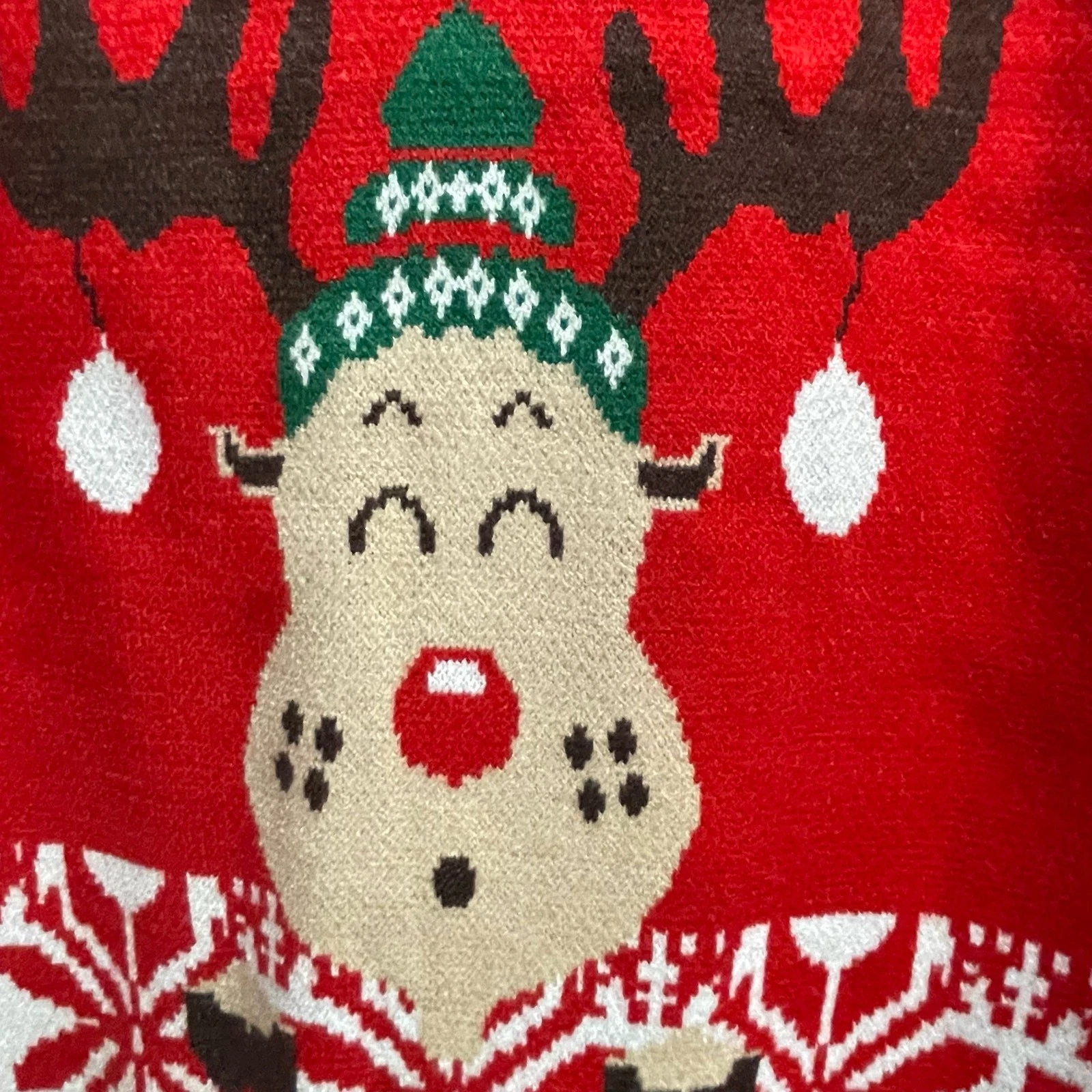 Holiday Christmas Sweater Reindeer Ugly Festive Medium